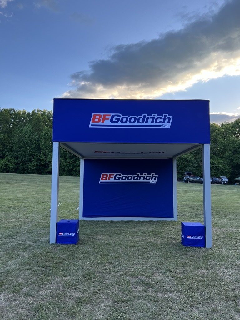 Custom-built BFGoodrich SEG frame display at Virginia International Raceway