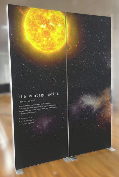 Freestanding SEG display with vibrant graphics